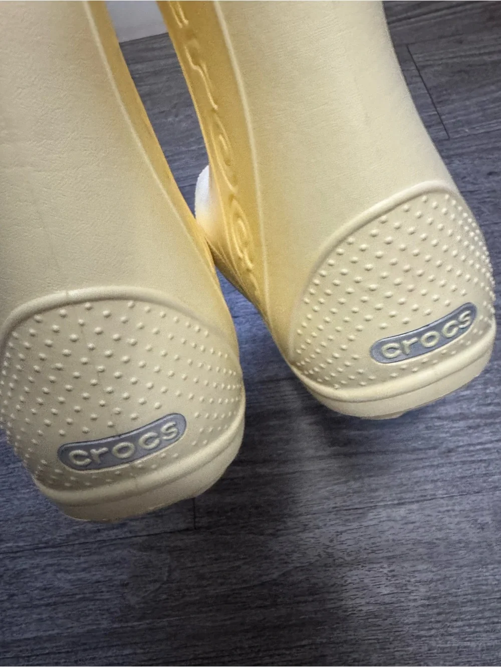CROCS Cream Rain Boot with Rainbow Handle